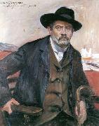 Lovis Corinth Selbstportrat mit schwarzem Hut und Stock Spain oil painting artist
